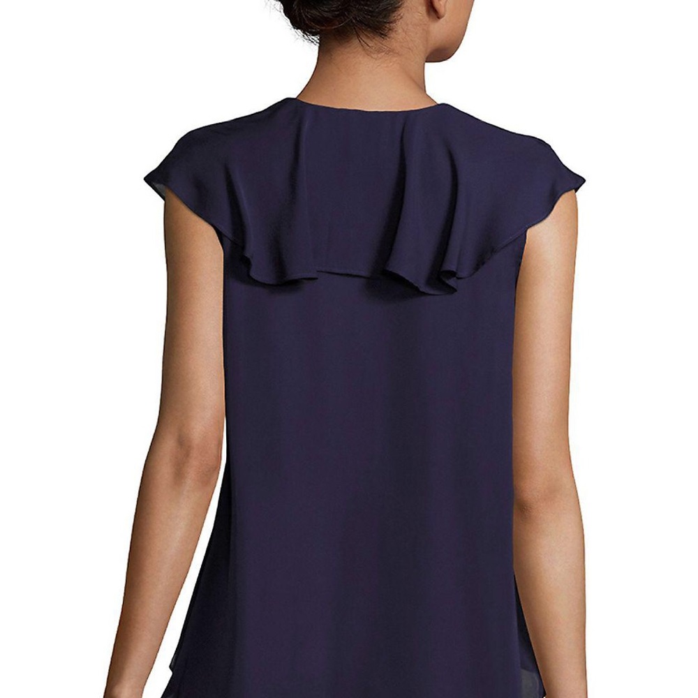 ๐บSOLD๐บ Haute Hippie Ruffle Lace Up Silk Top - Picture 2 of 8